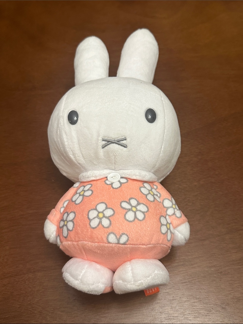Miffy 13” White Bunny Plush in Peach Daisy Dress